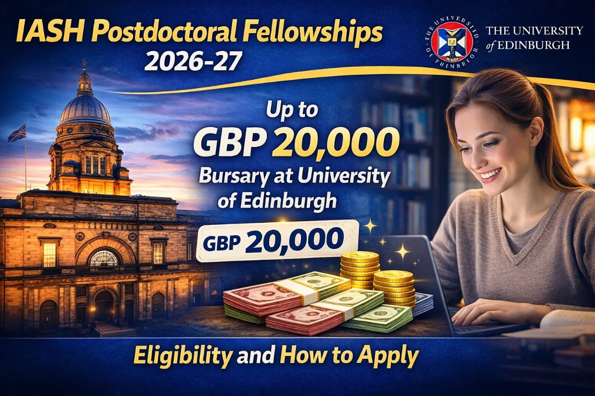 IASH Postdoctoral Fellowships 2026-27 University of Edinburgh GBP 20000 bursary eligibility and how to apply details